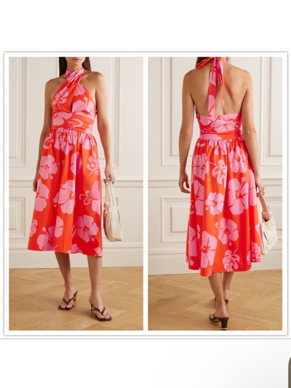 STAUD Moana Floral Dress in Red Hibiscus Size 10